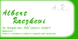 albert raczkevi business card